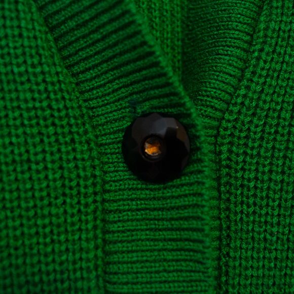 Preppy VTG Ami Sweater Kelly Green Cardigan Striped Collegiate 14 Bright Spring - Picture 6 of 10